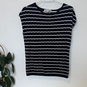 LOFT Black and White Wave Pattern Tee